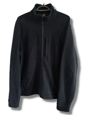 Ibex Scout Jura Merino Wool Full-Zip Fleece Sweater Navy Blue Size Large